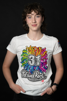 T-shirt damski biały - 31. Pol'and'Rock -WSTĄŻKI